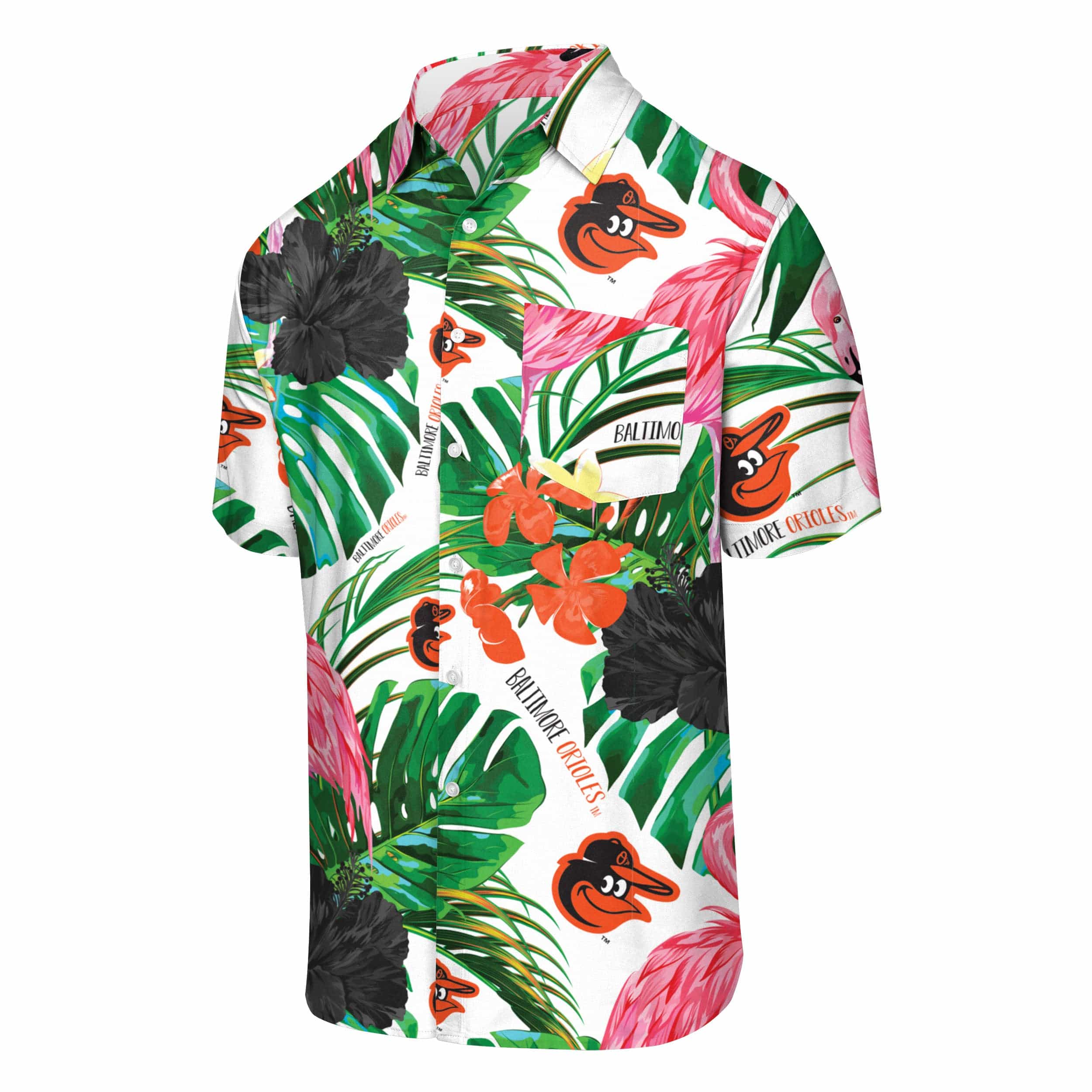 Baltimore Orioles MLB Mens Flamingo Button Up Shirt - Image 4