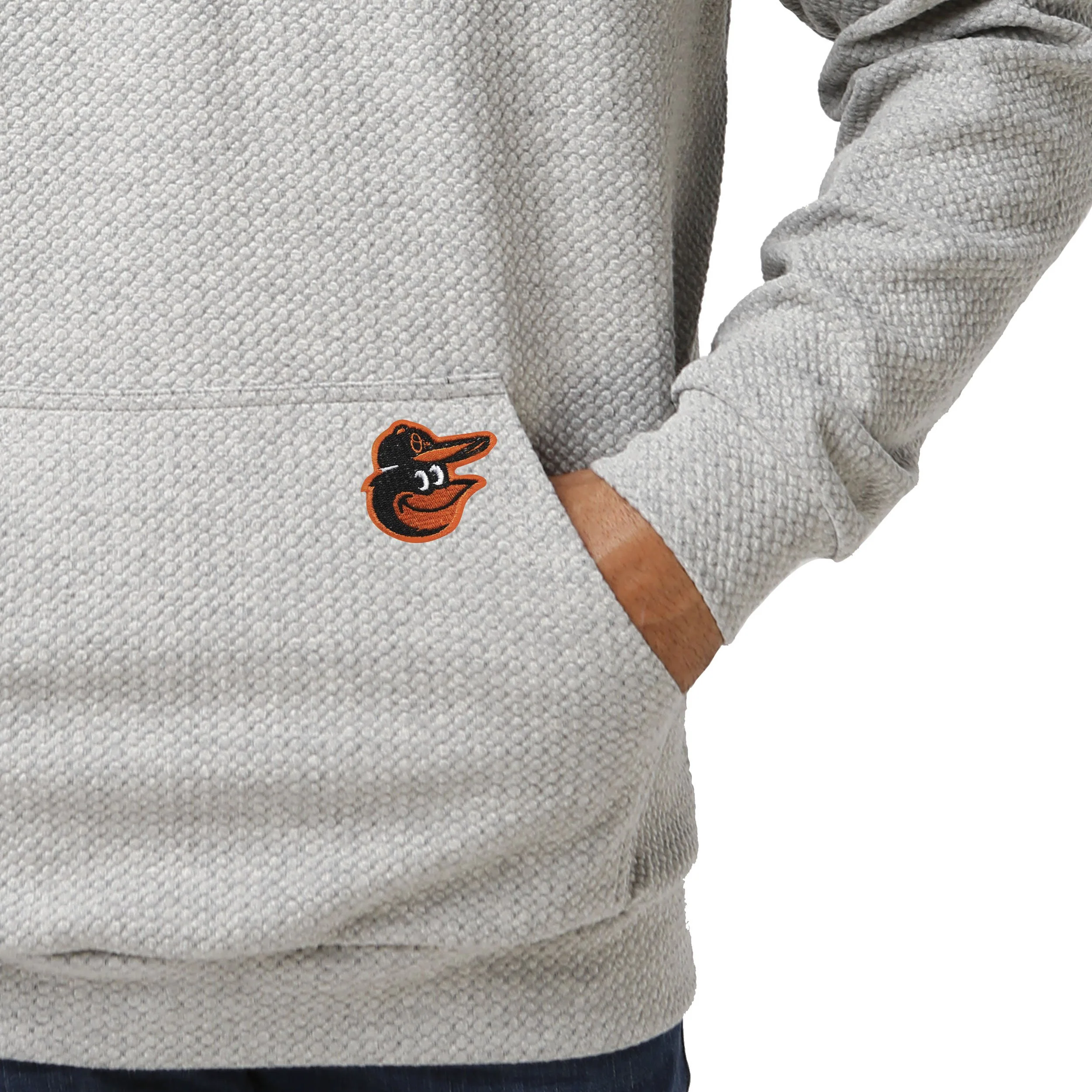 Baltimore Orioles MLB Mens Gray Woven Hoodie - Image 4