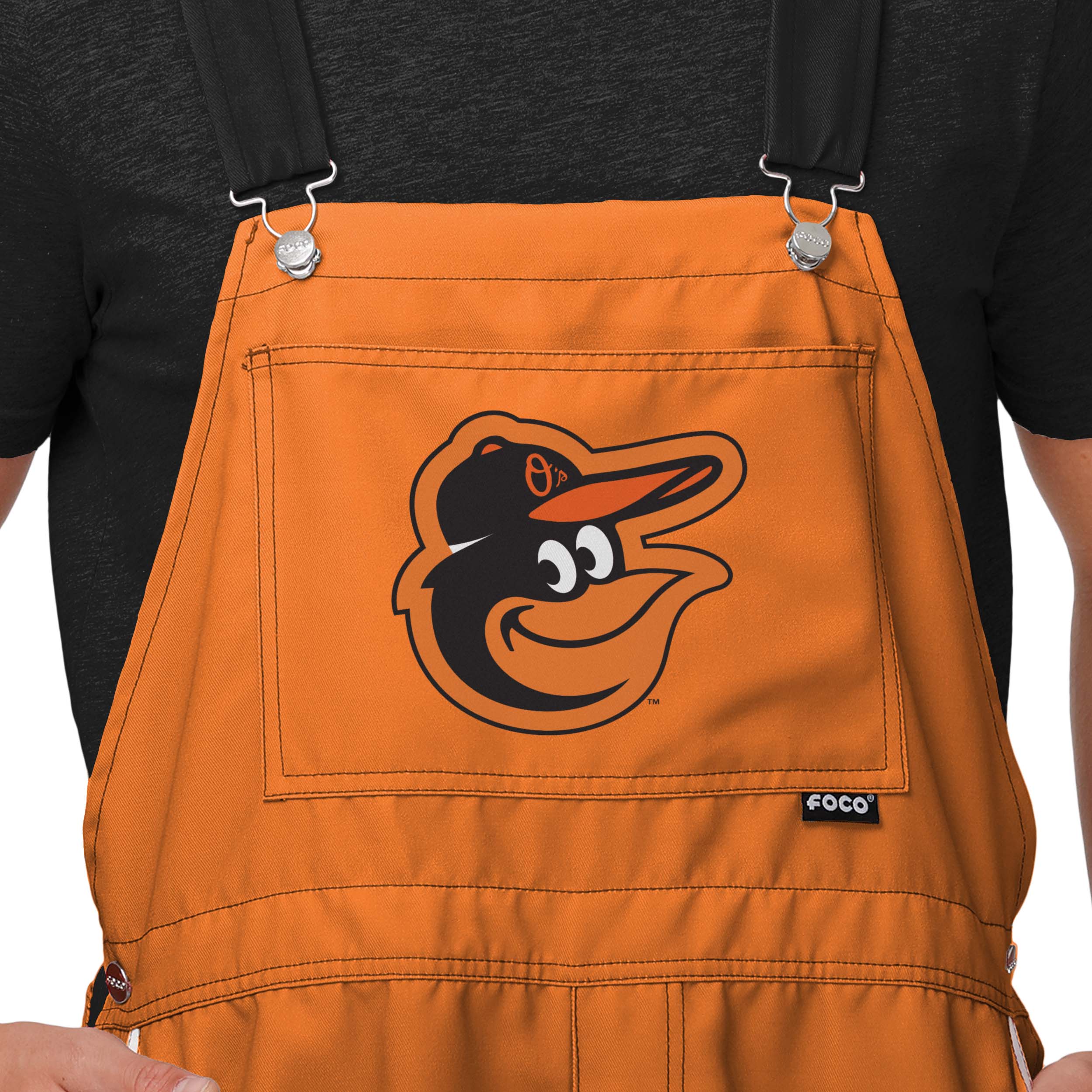 Baltimore Orioles MLB Mens Team Stripe Bib Shortalls - Image 3