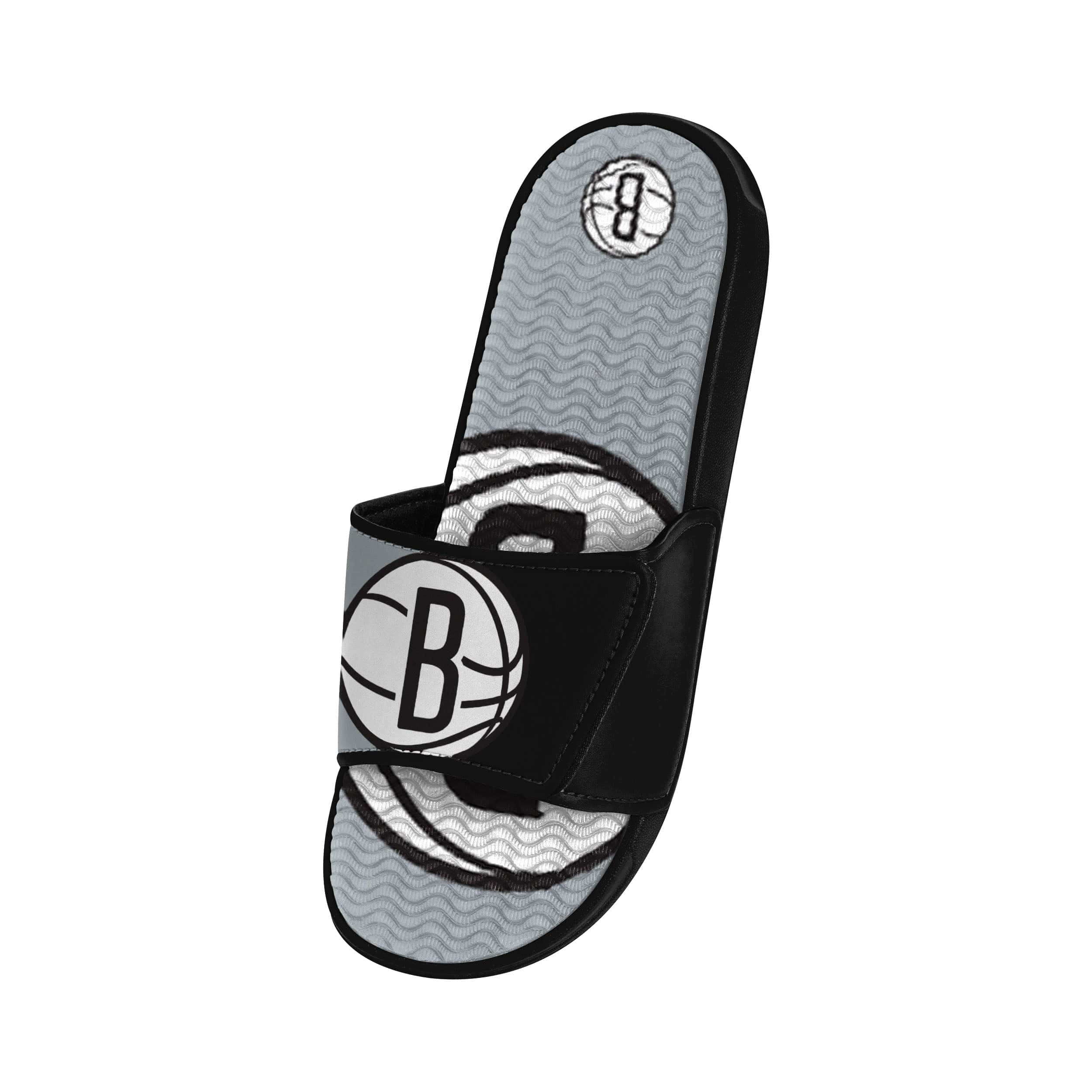 Brooklyn Nets NBA Mens Colorblock Big Logo Gel Slides - Image 3